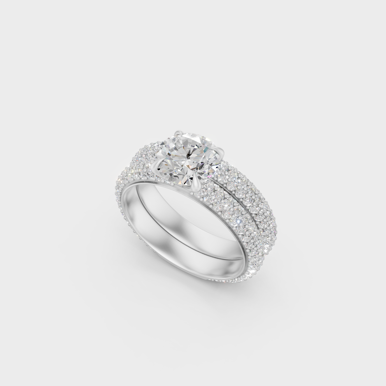 White Gold Round Solitaire Ring Set With Certified Lab Diamonds